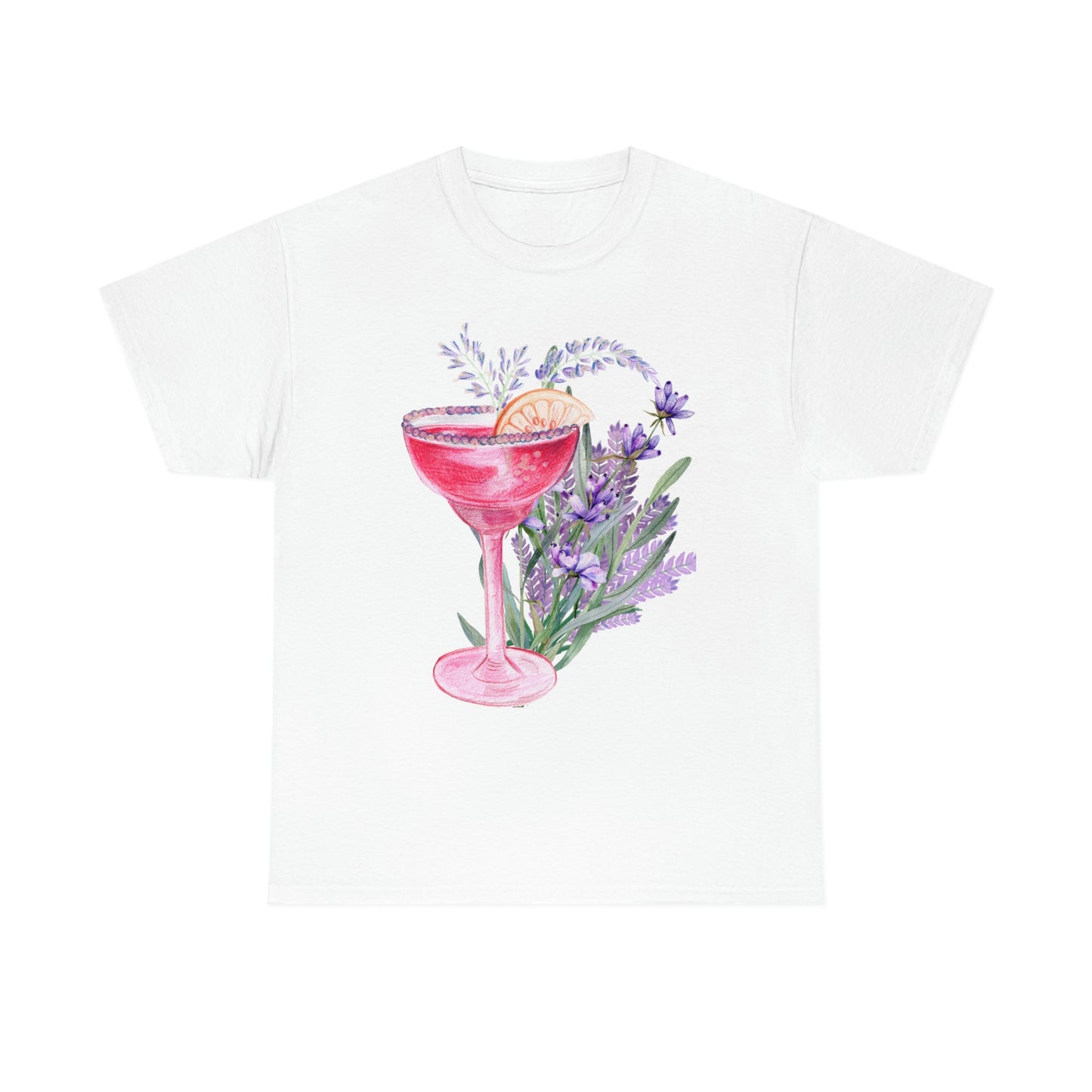 Pink Lavender Blossom Drink Unisex Heavy Cotton Tee