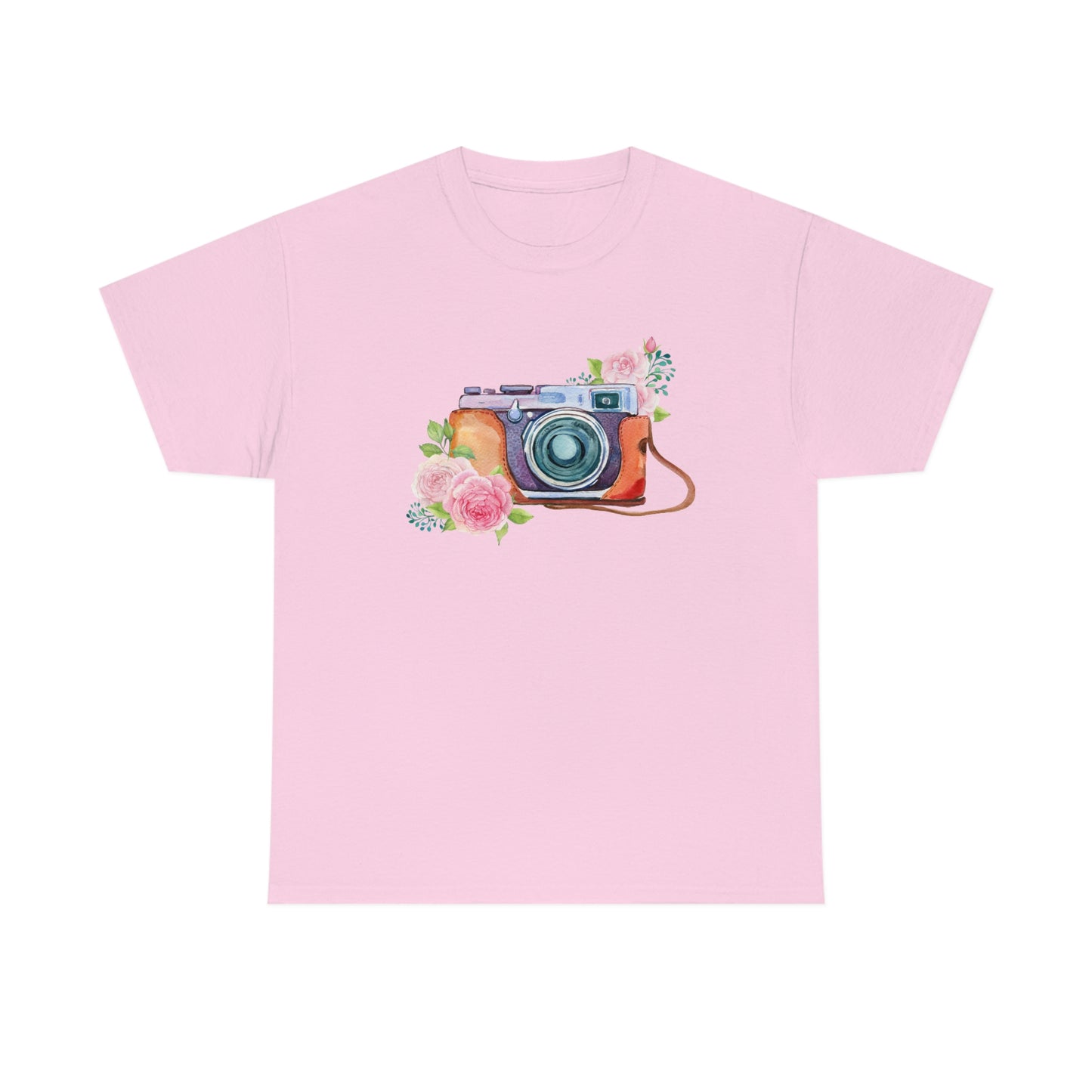 Vintage camera blossoms Unisex Heavy Cotton Tee