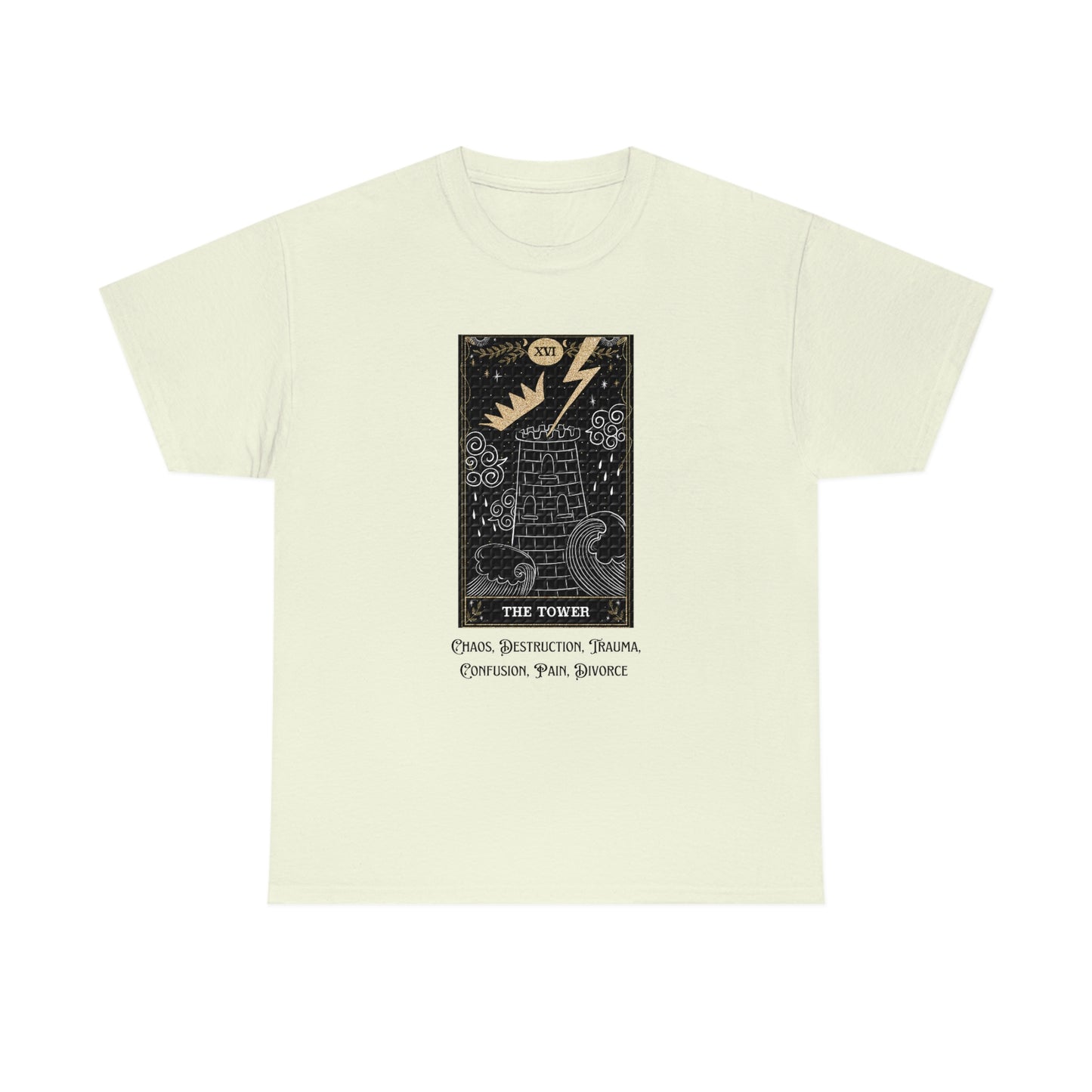The Tower Tarot Card Unisex Heavy Cotton Tee