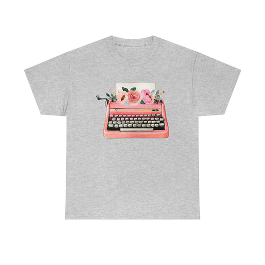 Vintage typewriter blossoms Unisex Heavy Cotton Tee