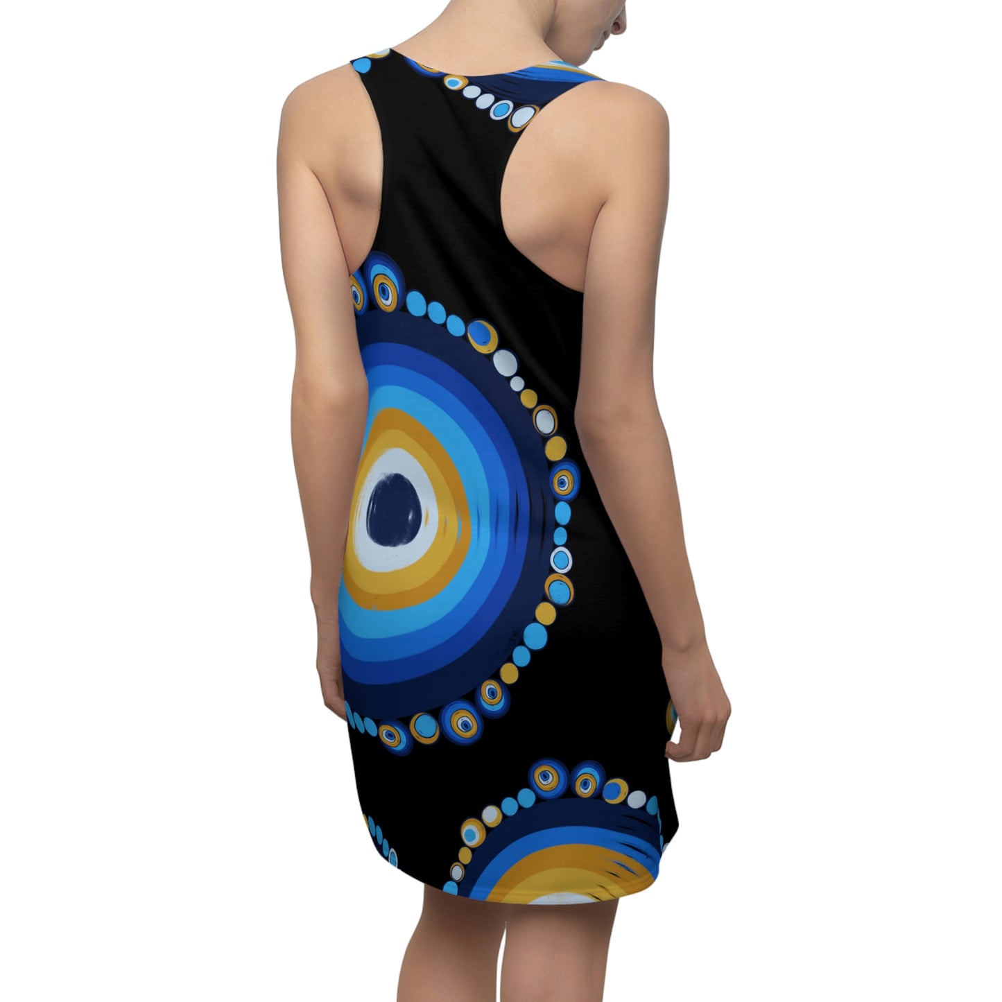 Blue& Black Mal de Ojo Women's Cut & Sew Racerback Dress
