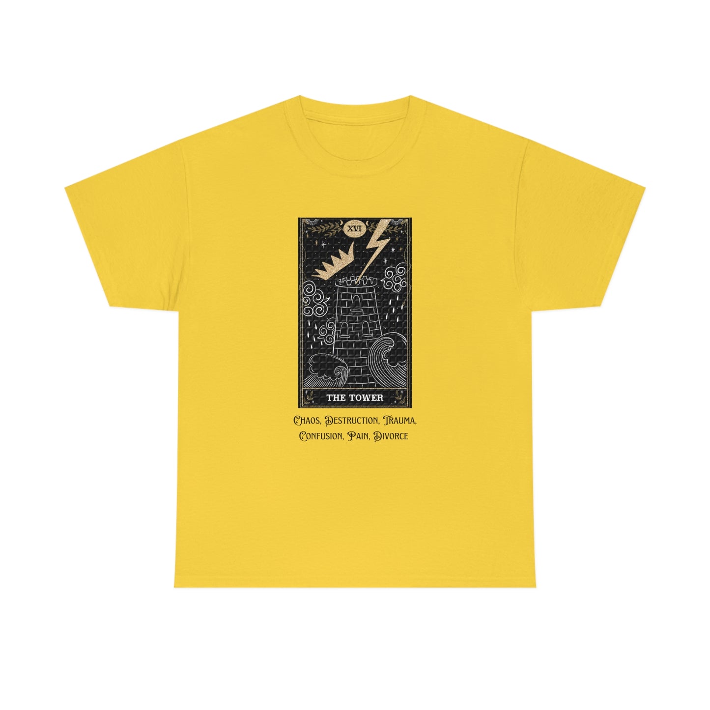 The Tower Tarot Card Unisex Heavy Cotton Tee
