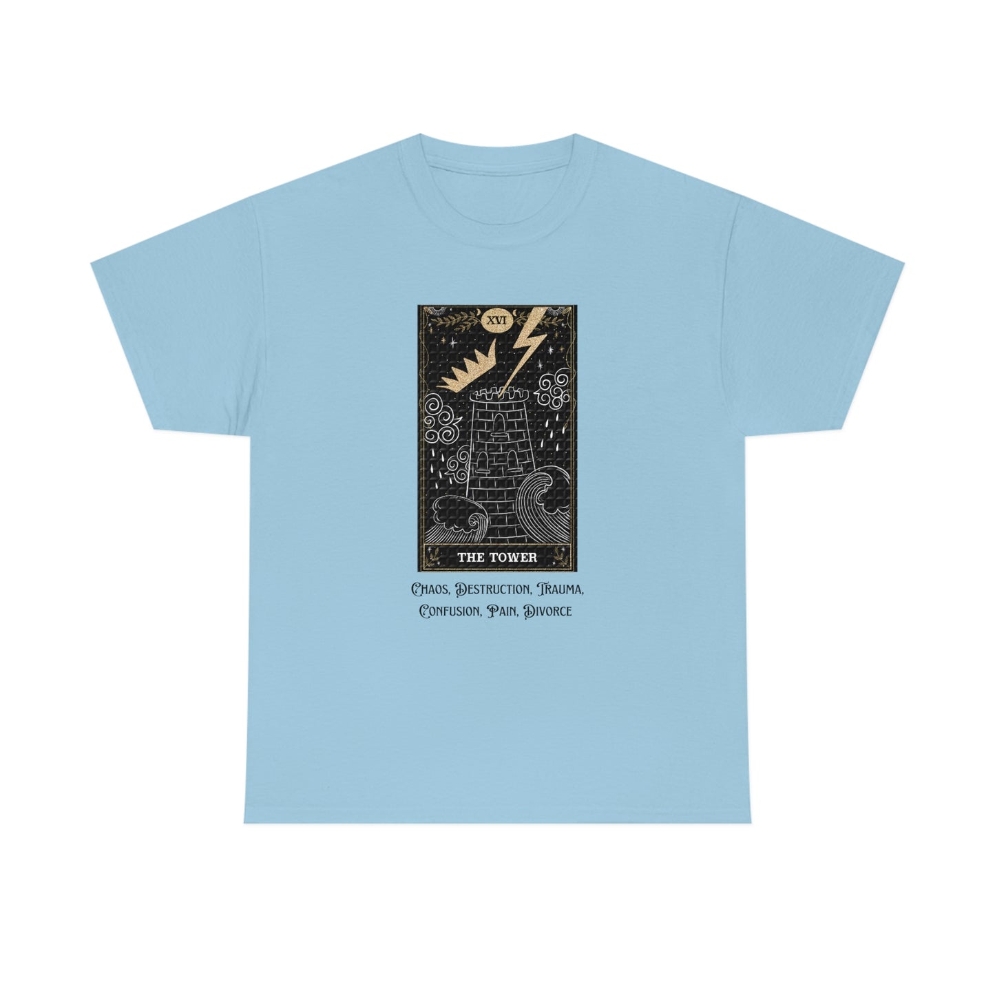 The Tower Tarot Card Unisex Heavy Cotton Tee