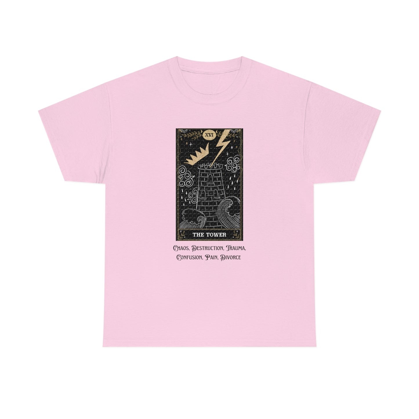 The Tower Tarot Card Unisex Heavy Cotton Tee