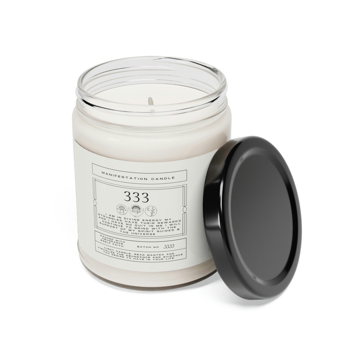 Angel Number 333 Manifestation Soy Candles, 9oz