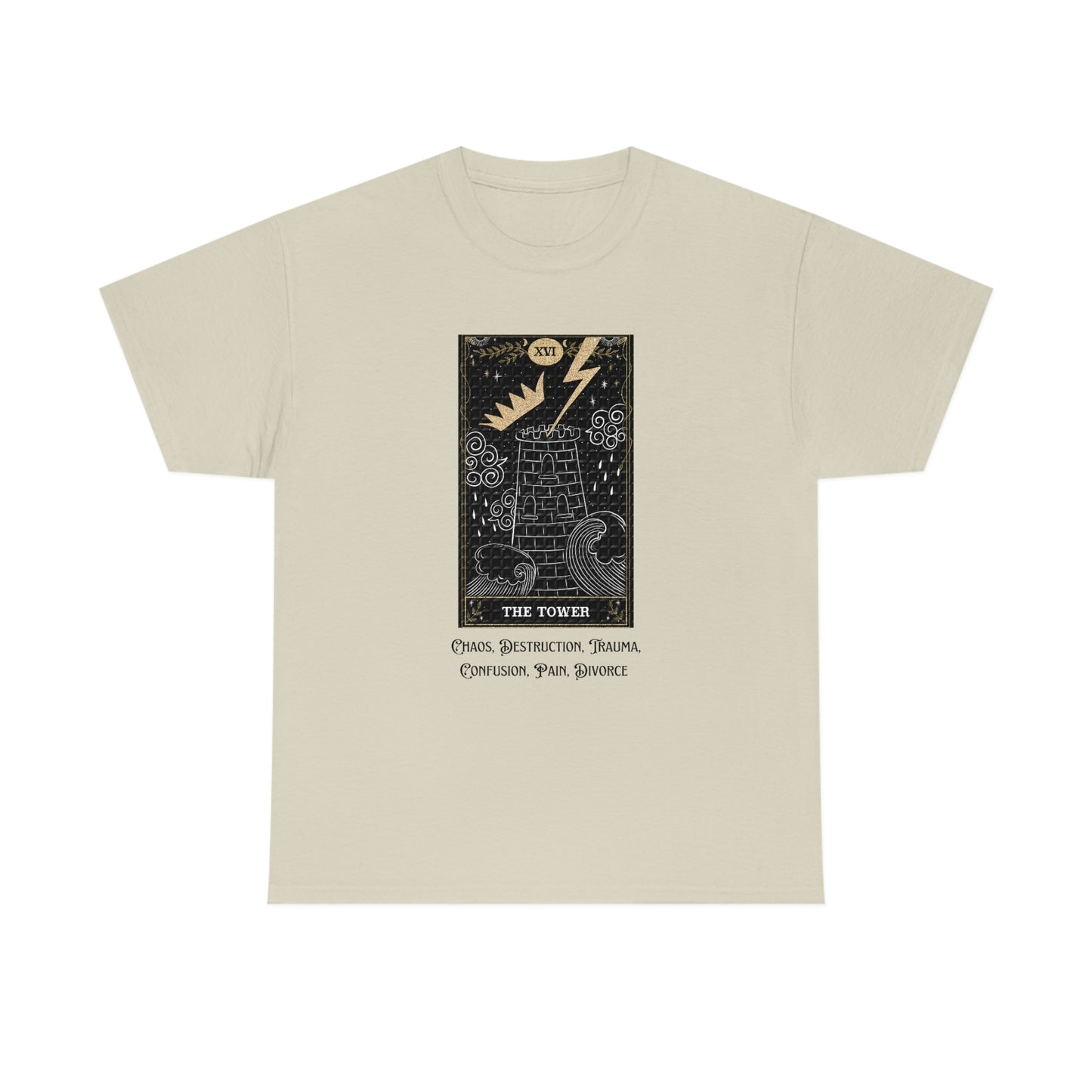 The Tower Tarot Card Unisex Heavy Cotton Tee