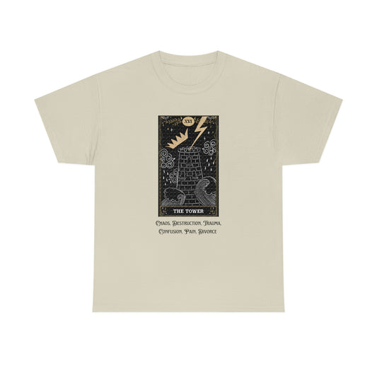 The Tower Tarot Card Unisex Heavy Cotton Tee