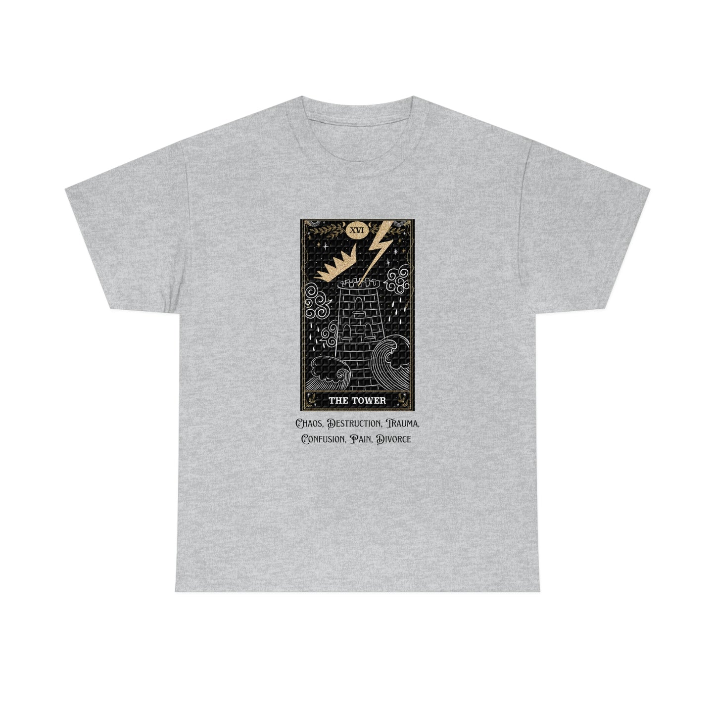The Tower Tarot Card Unisex Heavy Cotton Tee