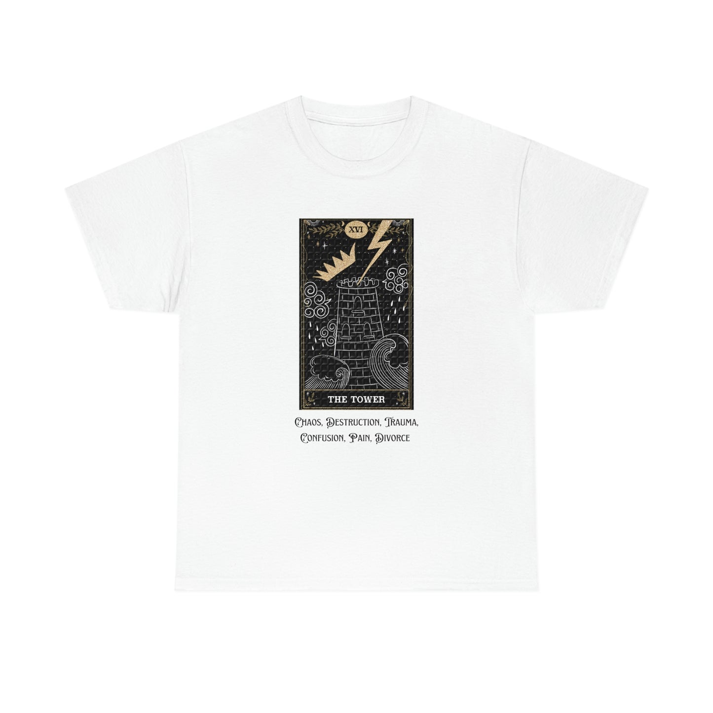 The Tower Tarot Card Unisex Heavy Cotton Tee