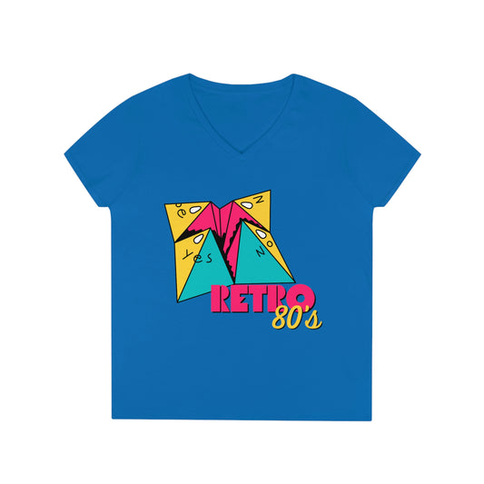 80’s Folding paper Retro Ladies' V-Neck T-Shirt