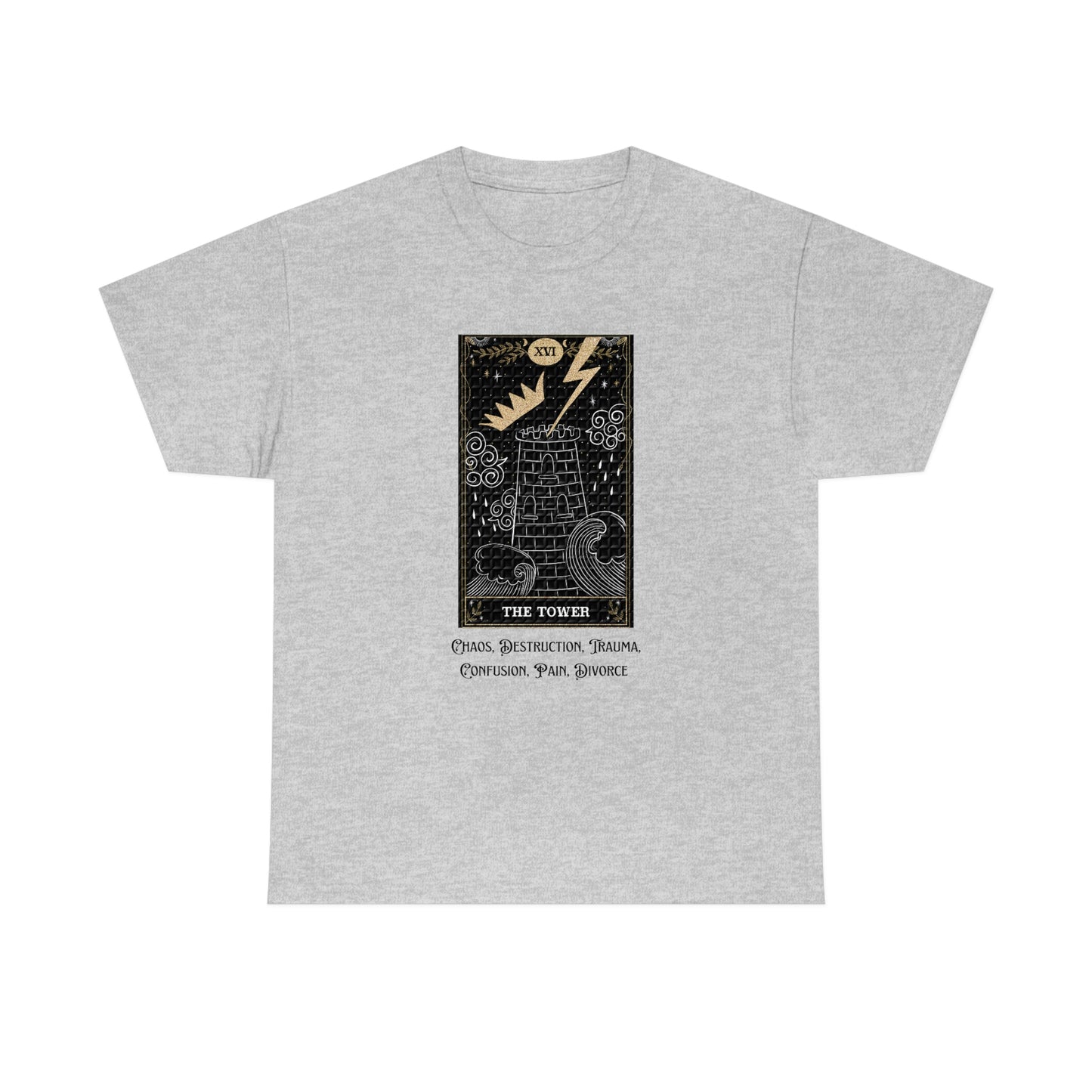 The Tower Tarot Card Unisex Heavy Cotton Tee