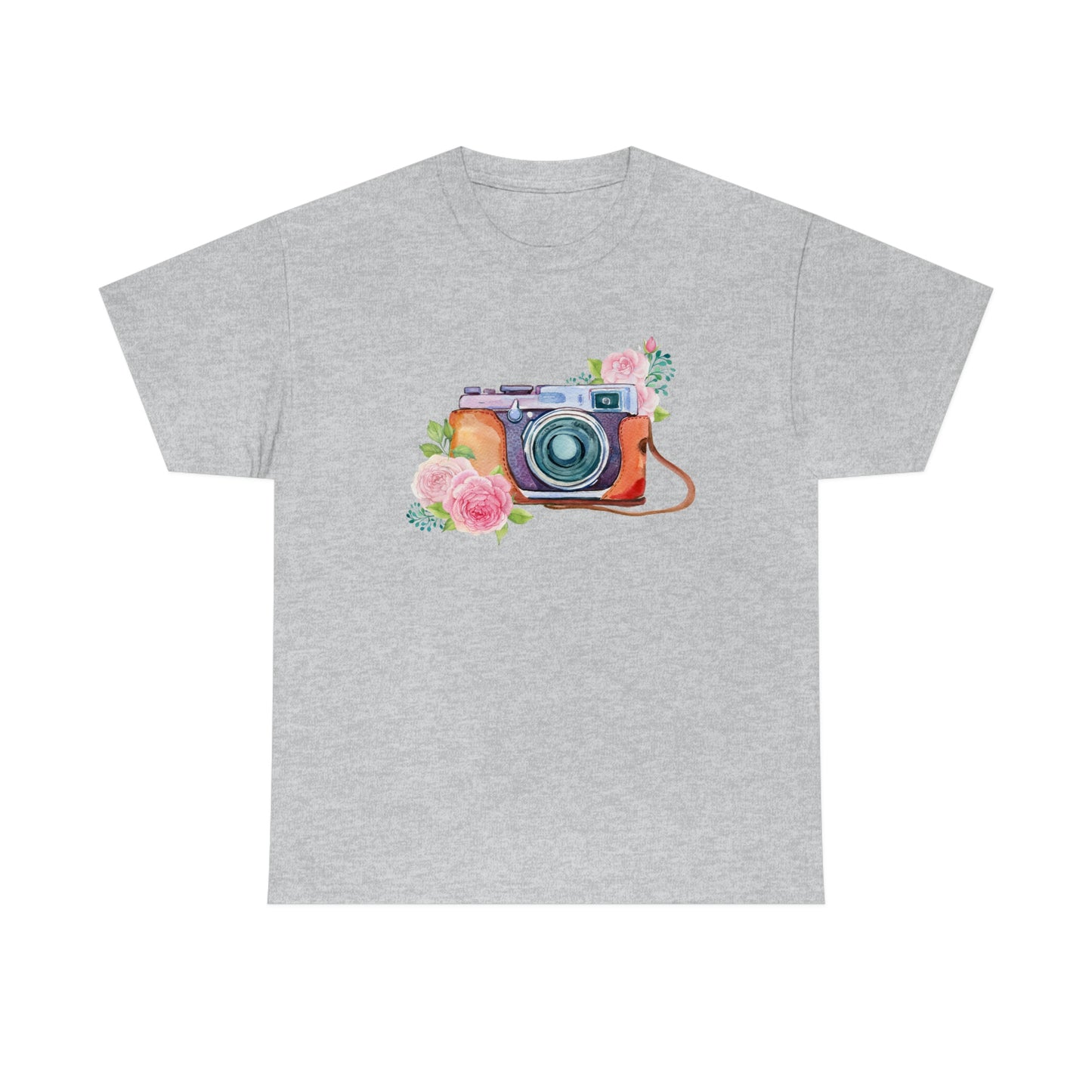 Vintage camera blossoms Unisex Heavy Cotton Tee