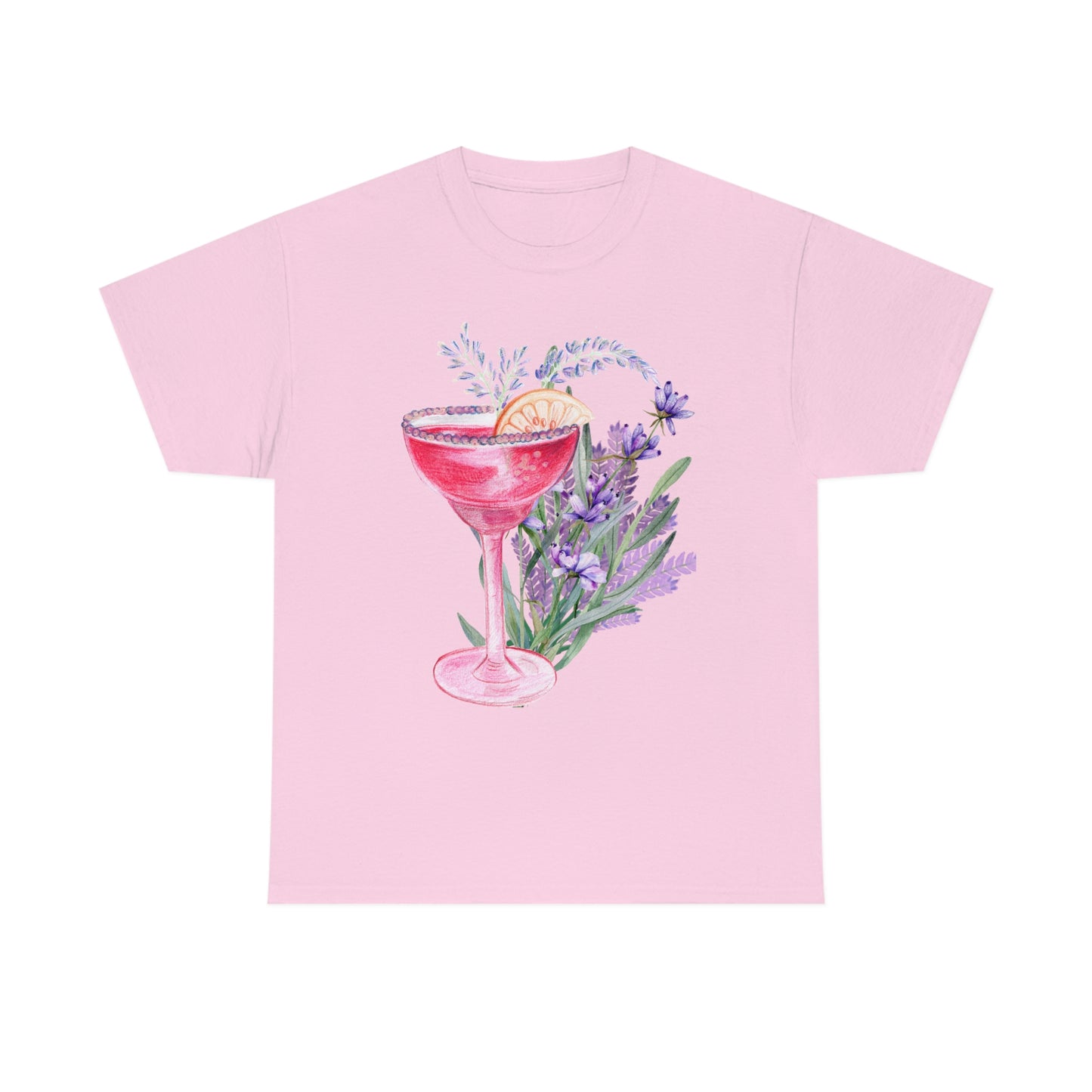 Pink Lavender Blossom Drink Unisex Heavy Cotton Tee