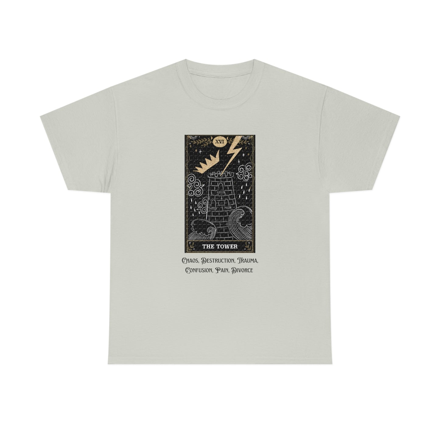 The Tower Tarot Card Unisex Heavy Cotton Tee
