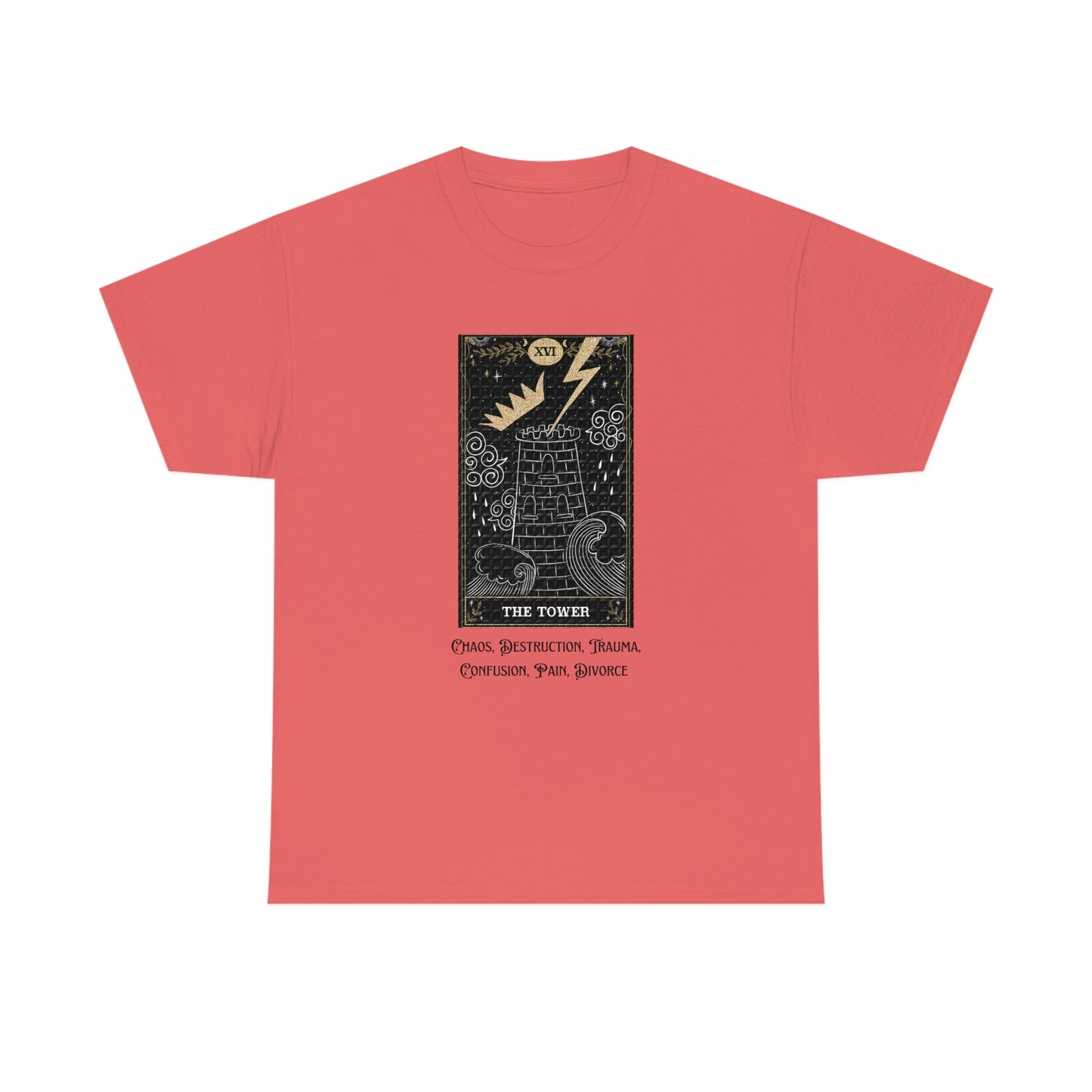 The Tower Tarot Card Unisex Heavy Cotton Tee