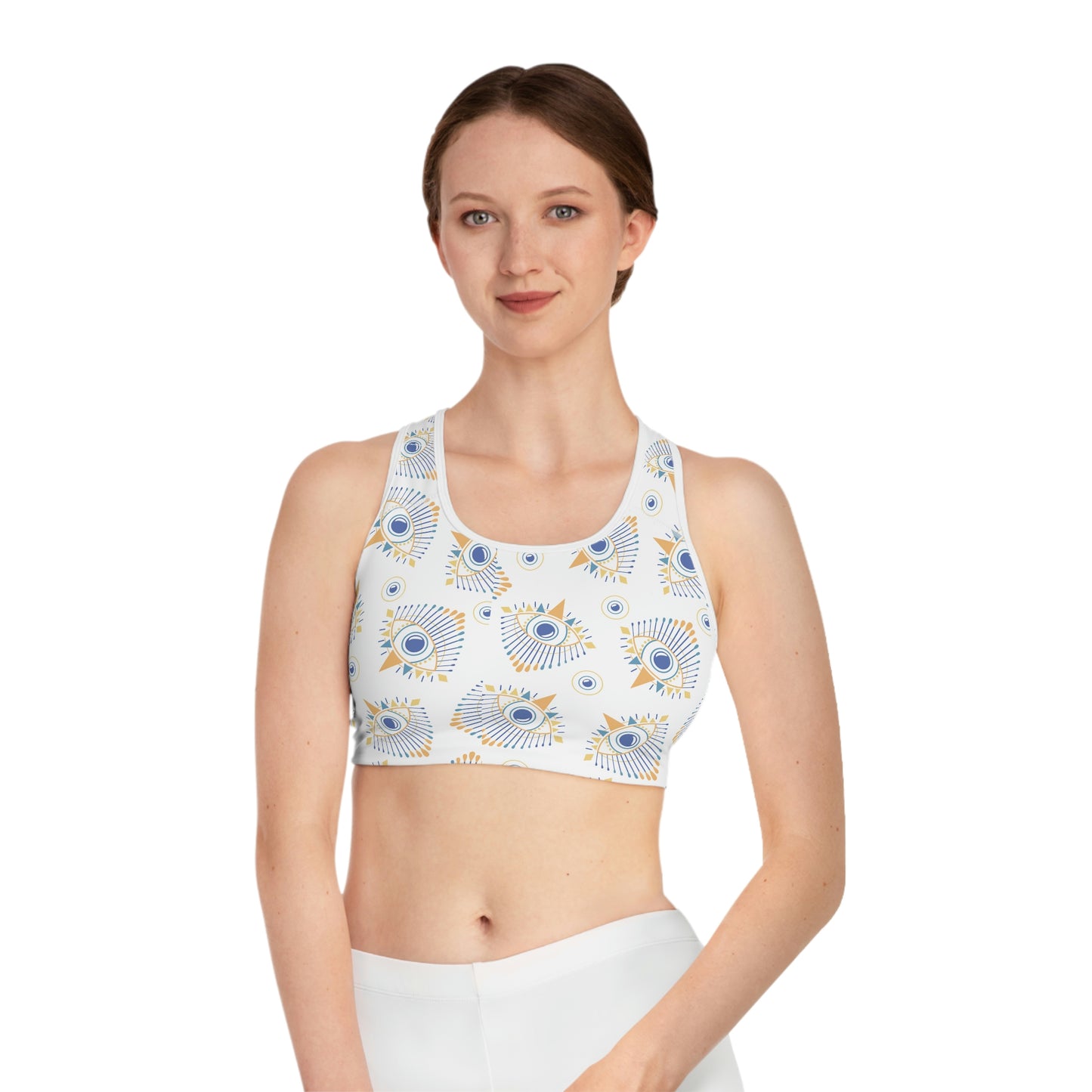 Golden Mal de Ojo Sports Bra (AOP)