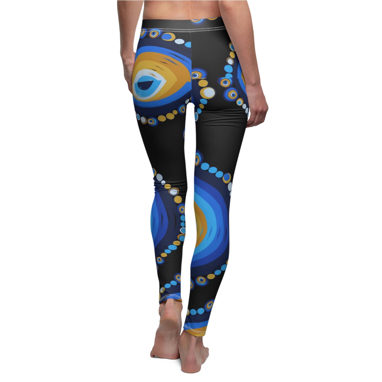 Evil eye black and blue Women's Cut & Sew Casual Leggings