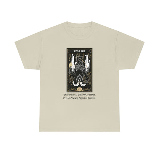 The Devil Reversed Tarot Card Unisex Heavy Cotton Tee