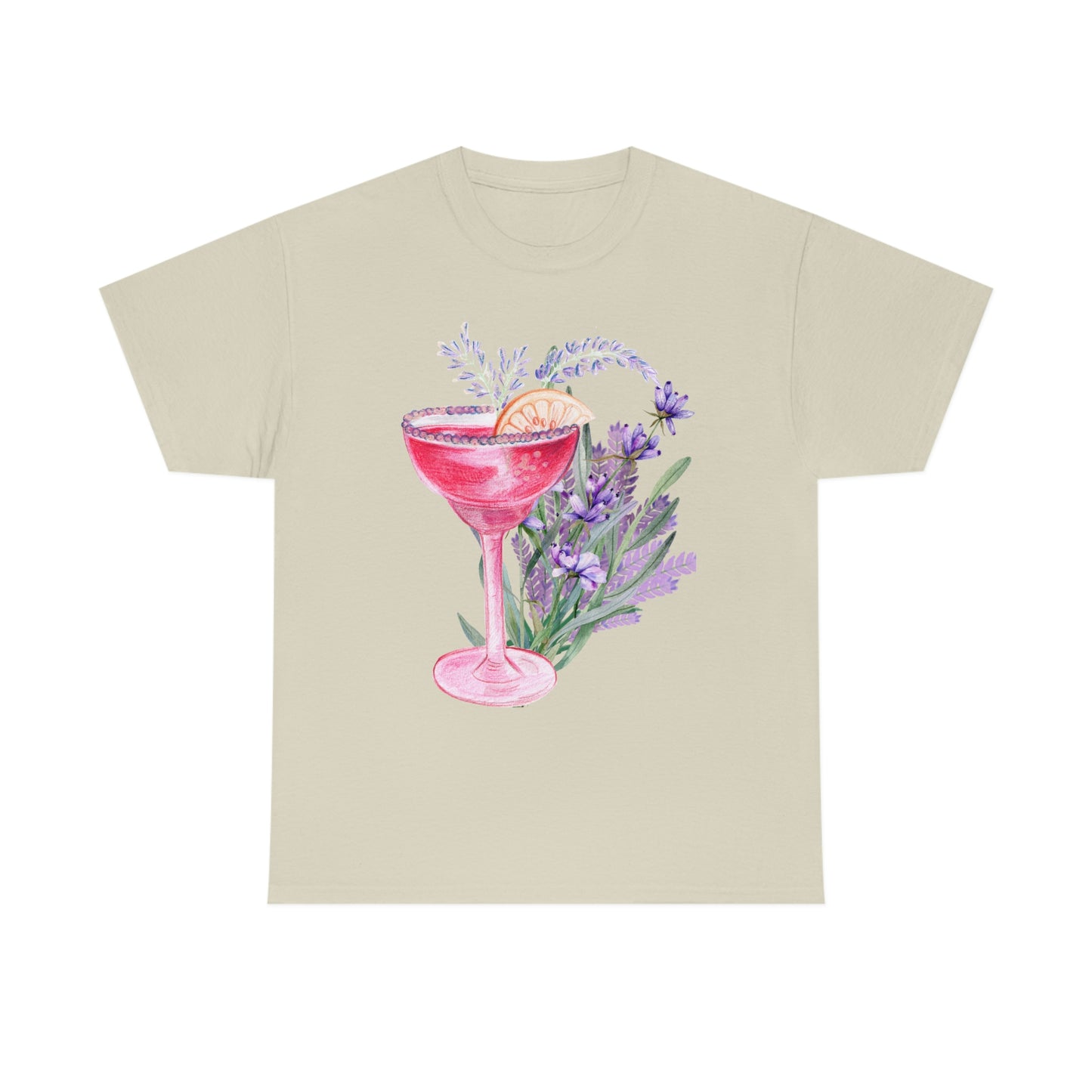 Pink Lavender Blossom Drink Unisex Heavy Cotton Tee