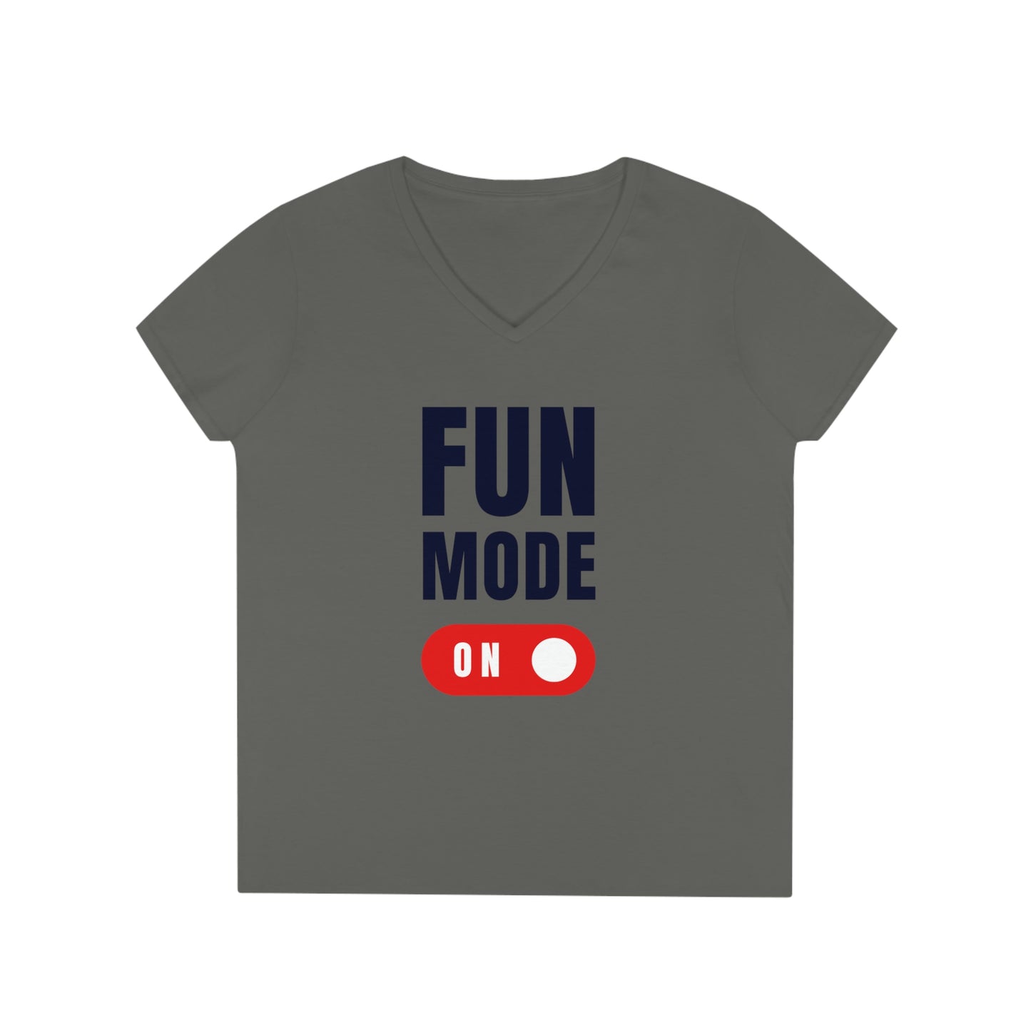 Fun Mode 80s Game On Ladies' V-Neck T-Shirt