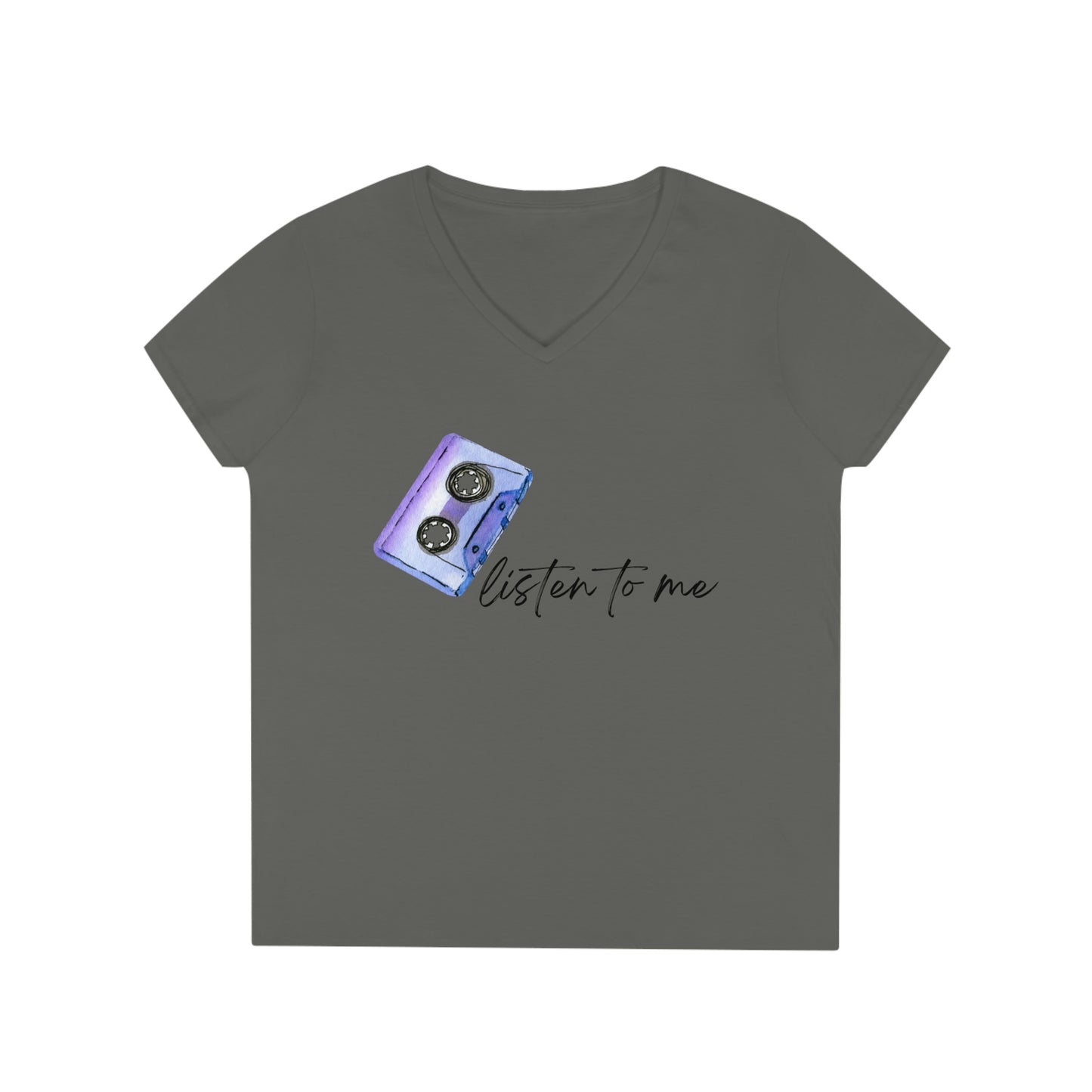 Listen to me  80’s Tape Ladies' V-Neck T-Shirt