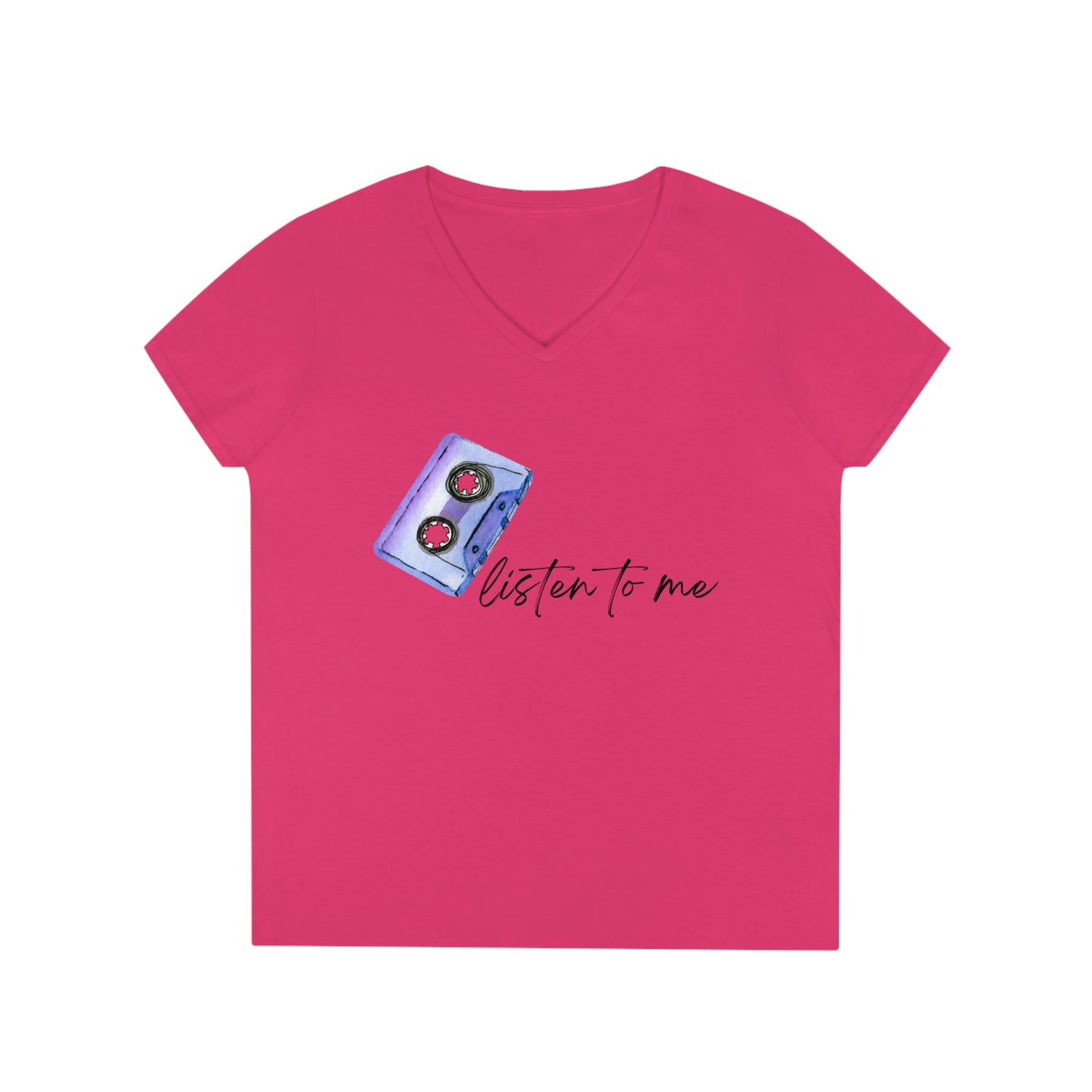 Listen to me  80’s Tape Ladies' V-Neck T-Shirt