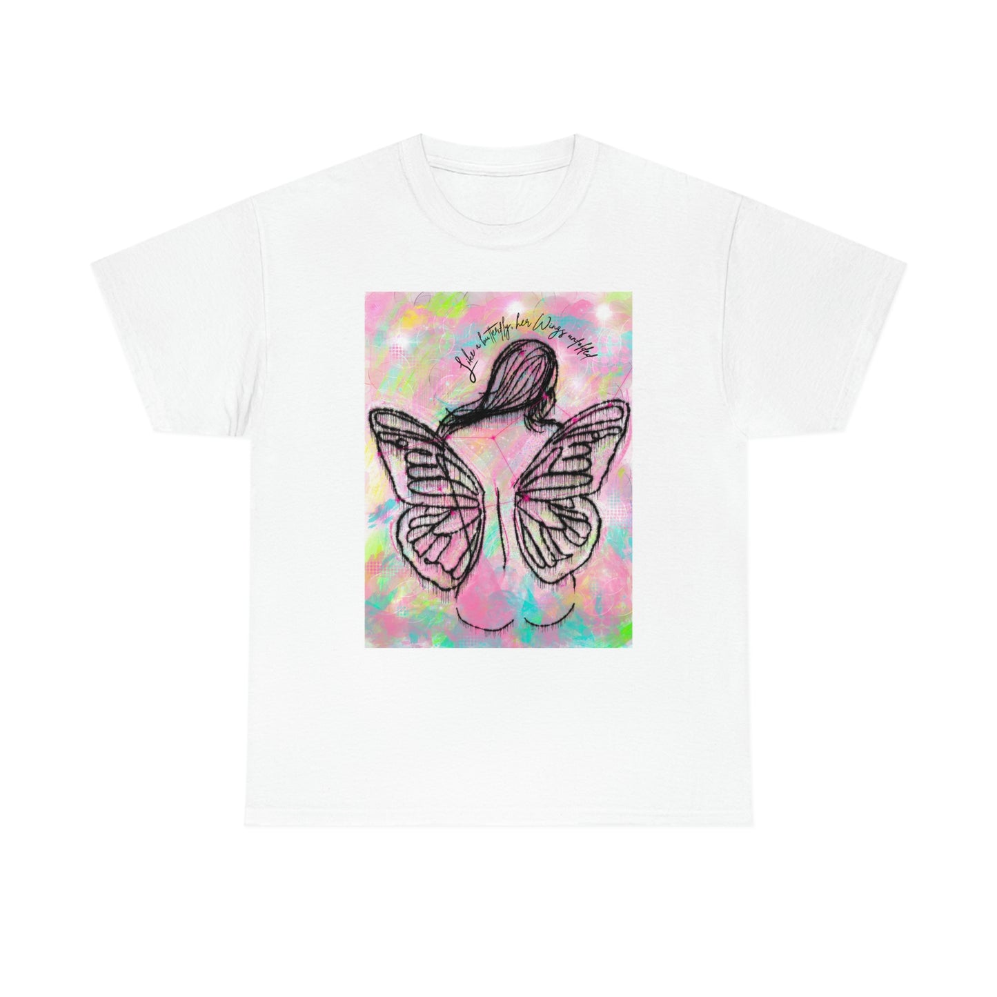 Blossoming Butterfly Unfolded Wings Unisex Heavy Cotton Tee