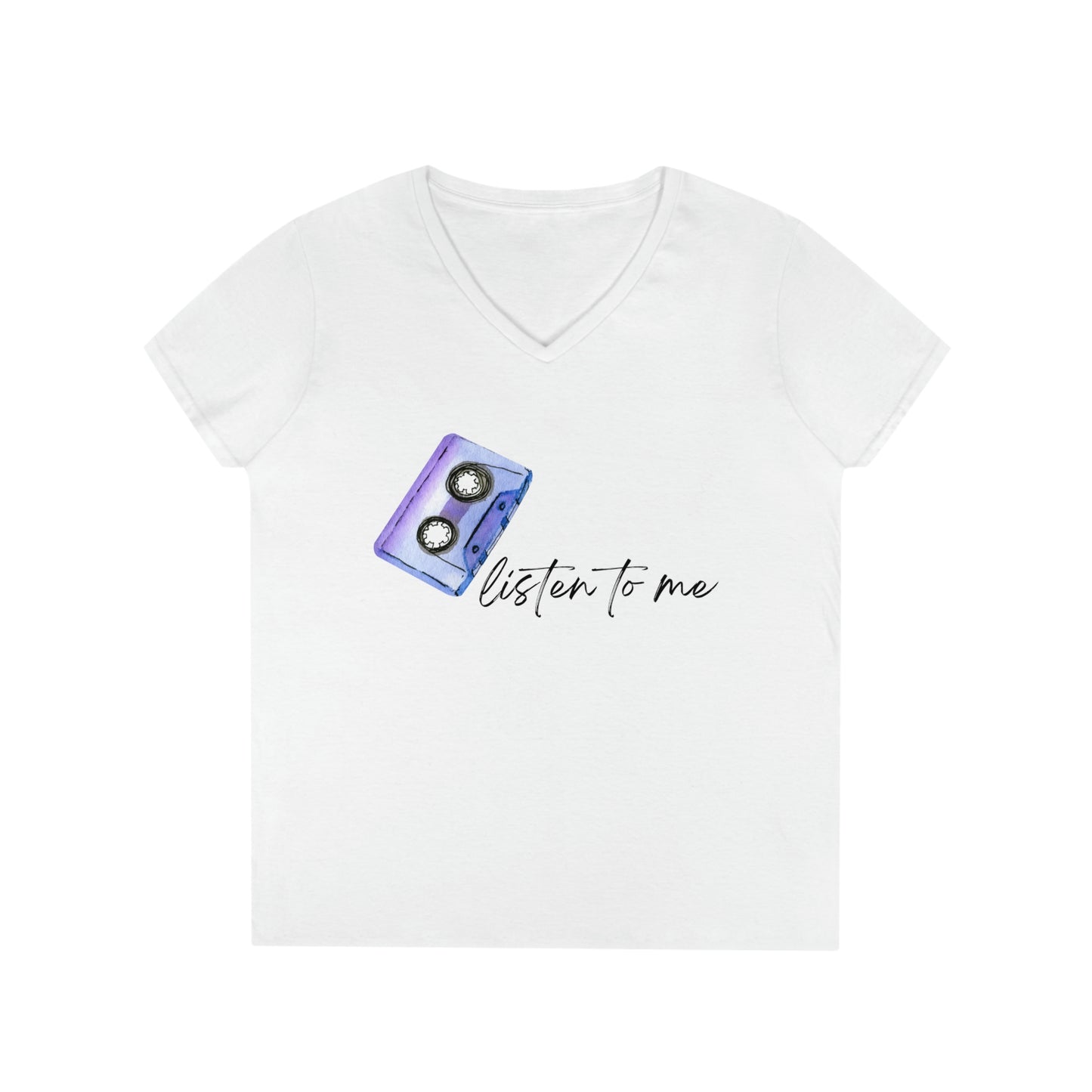 Listen to me  80’s Tape Ladies' V-Neck T-Shirt