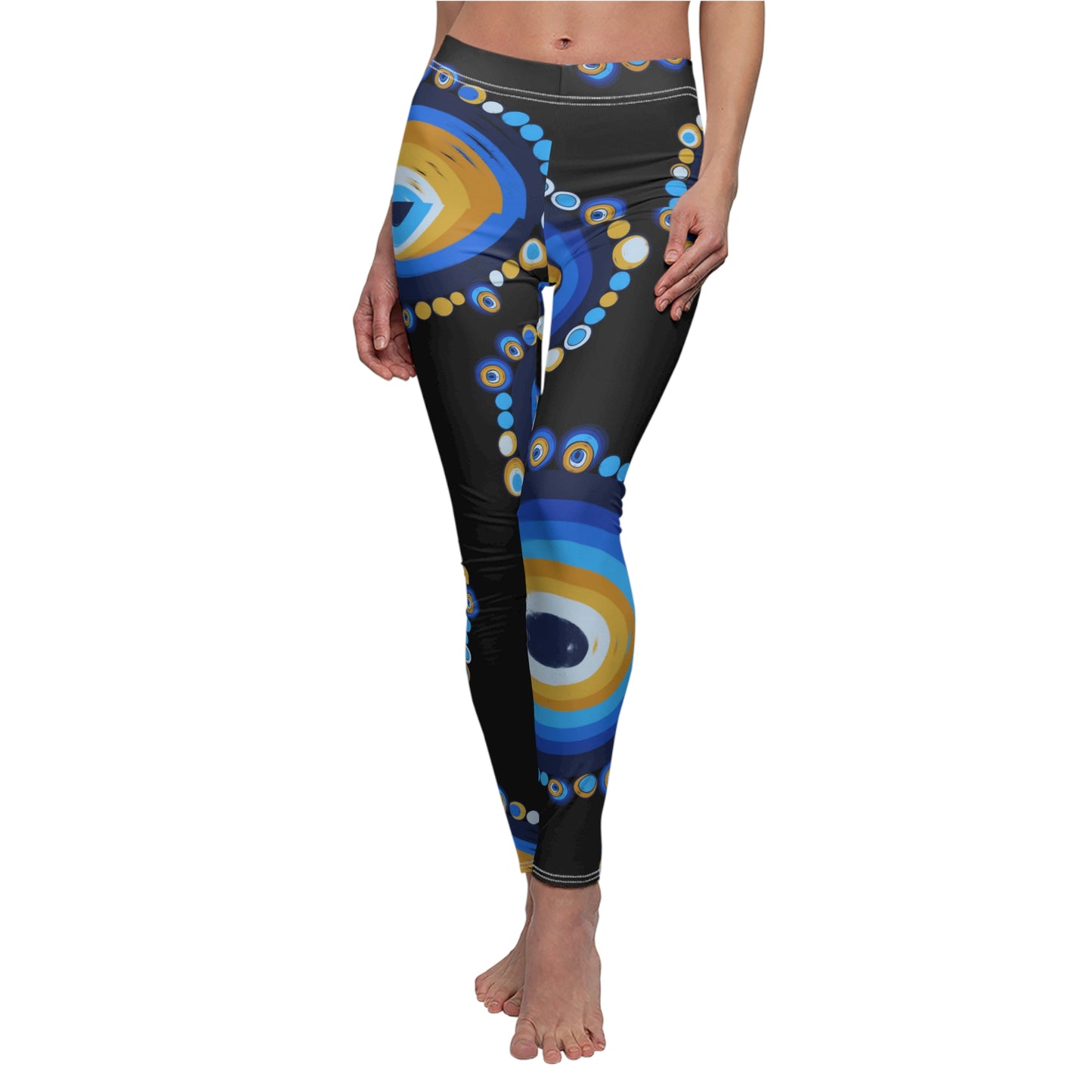 Evil eye black and blue Women's Cut & Sew Casual Leggings