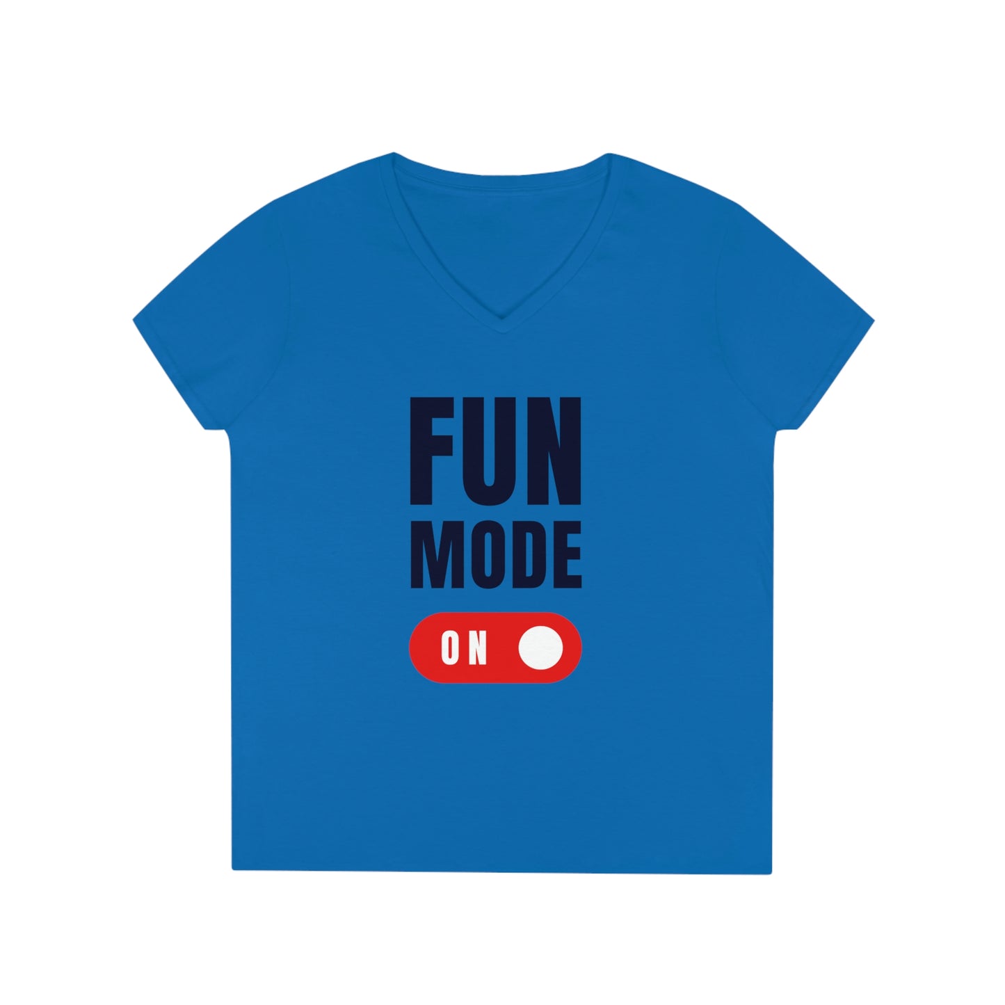 Fun Mode 80s Game On Ladies' V-Neck T-Shirt