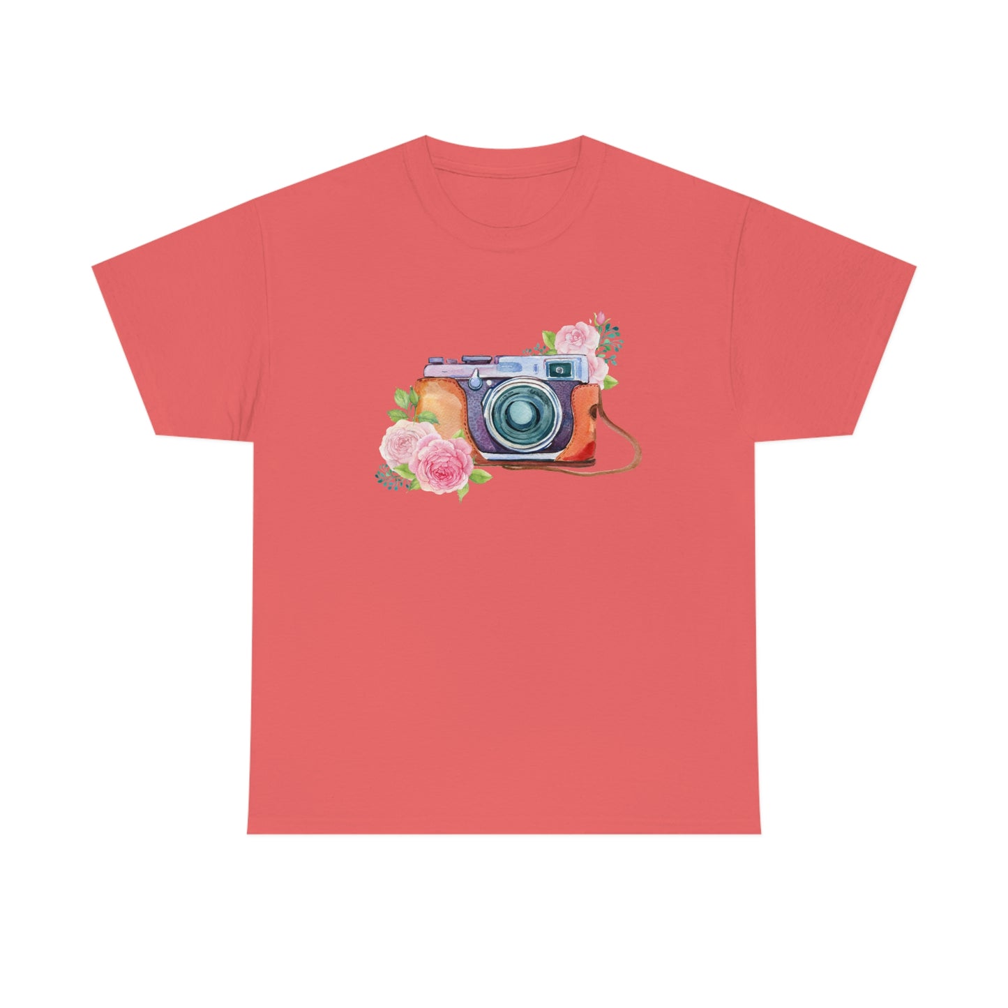 Vintage camera blossoms Unisex Heavy Cotton Tee