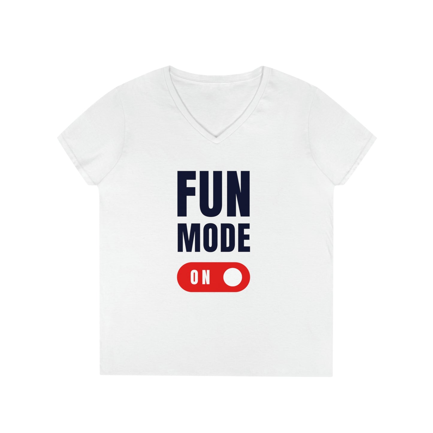 Fun Mode 80s Game On Ladies' V-Neck T-Shirt