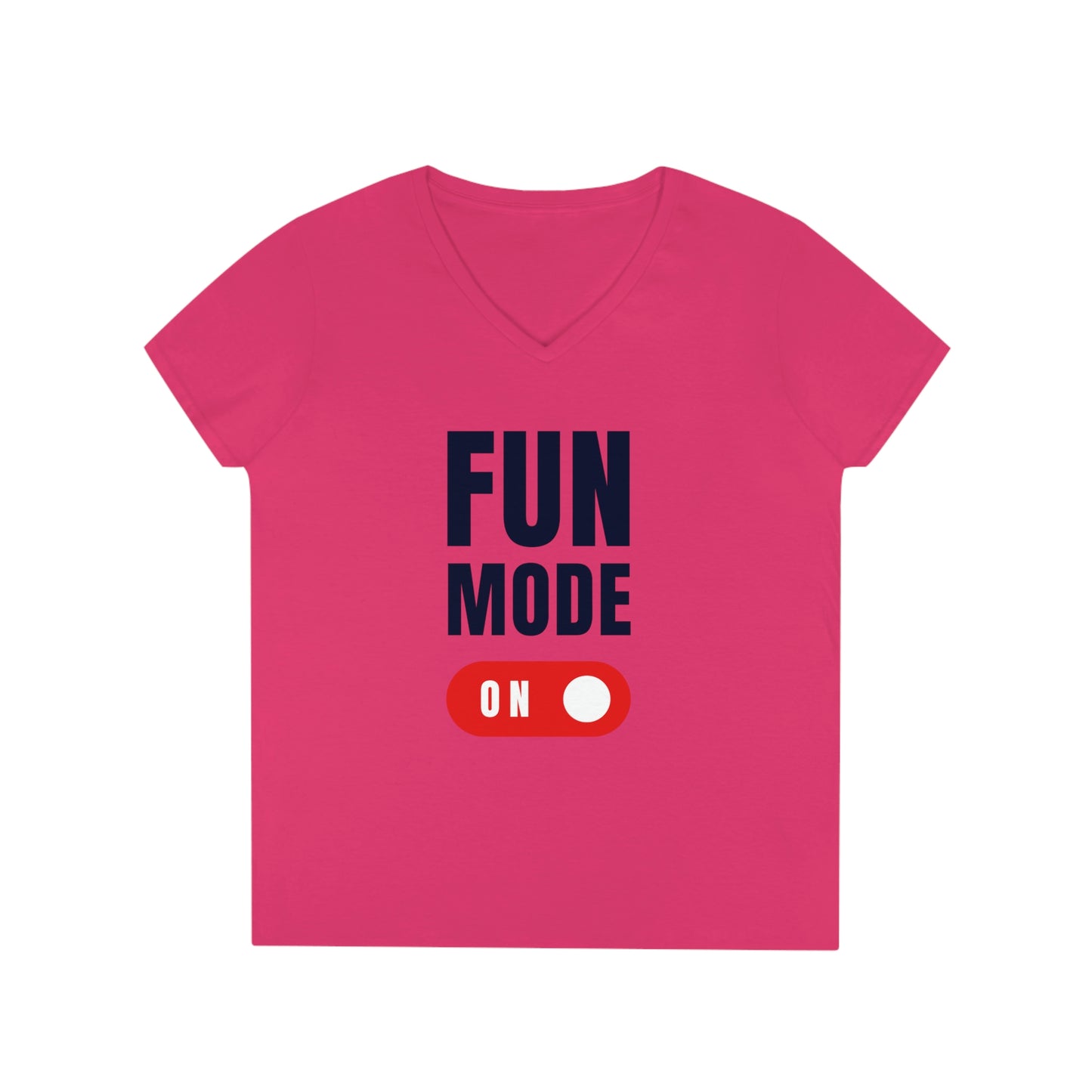 Fun Mode 80s Game On Ladies' V-Neck T-Shirt