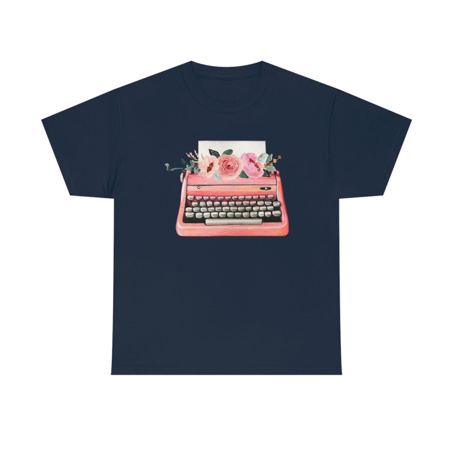Vintage typewriter blossoms Unisex Heavy Cotton Tee
