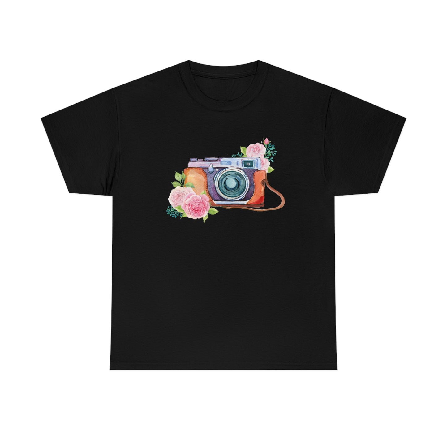 Vintage camera blossoms Unisex Heavy Cotton Tee