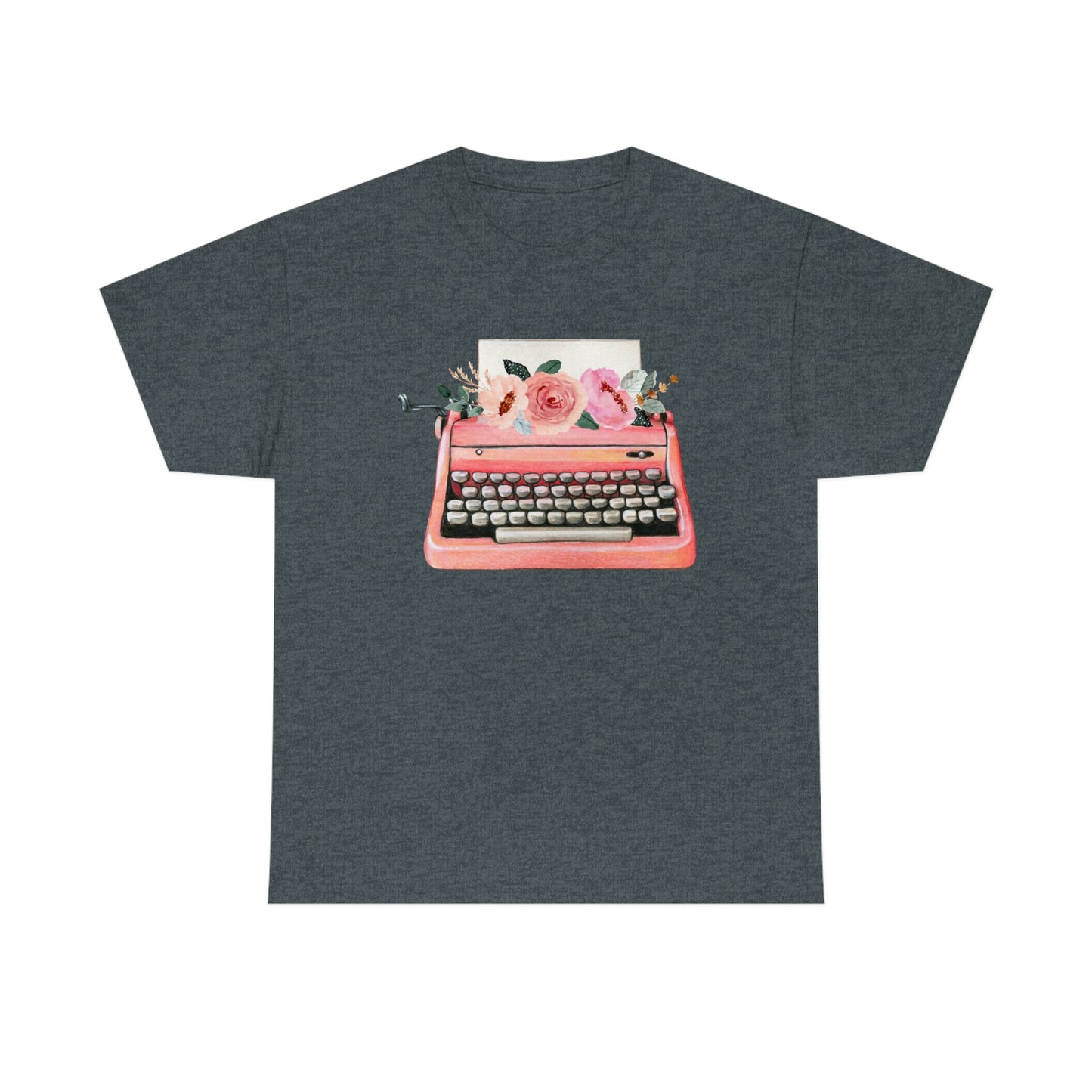 Vintage typewriter blossoms Unisex Heavy Cotton Tee