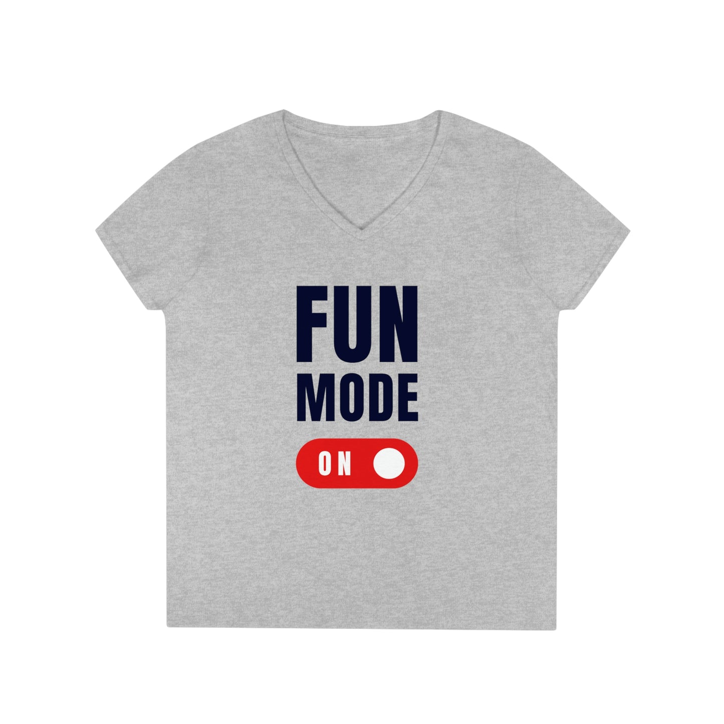 Fun Mode 80s Game On Ladies' V-Neck T-Shirt