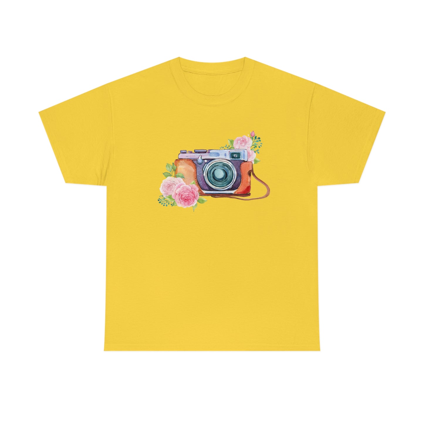 Vintage camera blossoms Unisex Heavy Cotton Tee